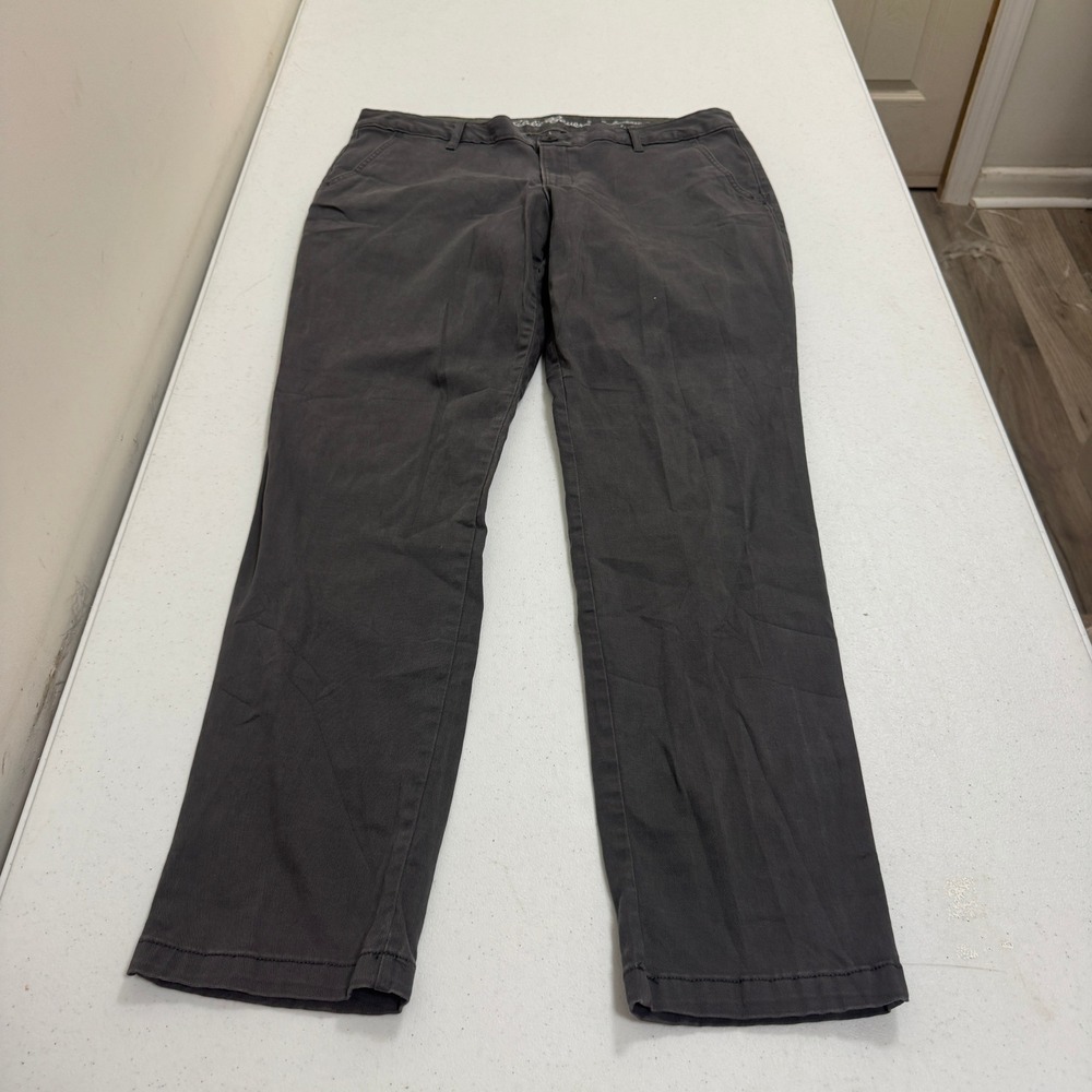 Eddie Bauer Womens 12 Grey‎ Boyfriend Fit Slim Leg Chino Pants Specially Dyed